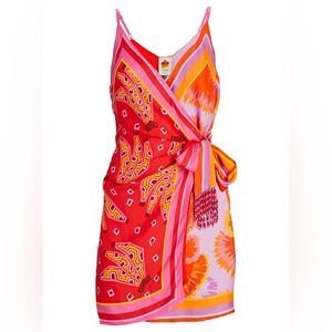 New Farm Rio Scarf Colorful Wrap Beaded Side Tie Dress S